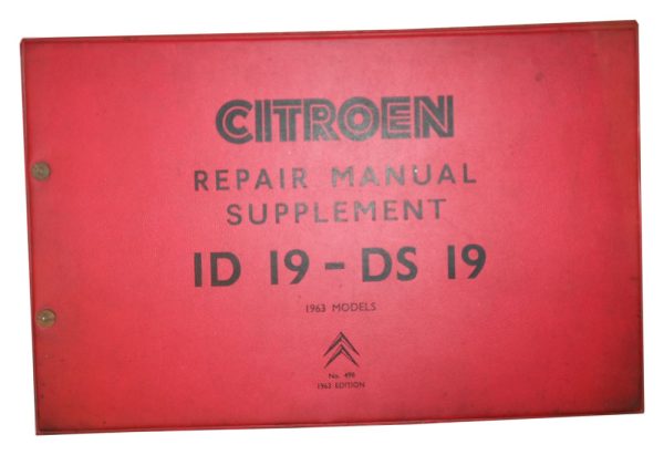 Citroen Repair Manual Supplement ID 19 - DS 19